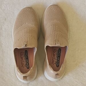 Skechers Beige Slip-On Athletic Shoes